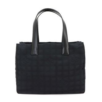 Chanel Black Nylon Jacquard Leather Handbag Tote Bag (Pre-Owned)