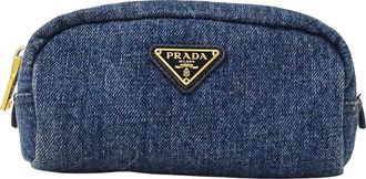 Prada Blue Navy Denim Pouch (Pre-Owned)