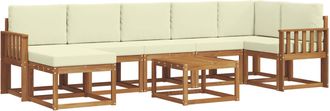 vidaXL Conjunto De Sof&aacute;s De Exterior 8 Uds. Natural Y Crema Vidaxl