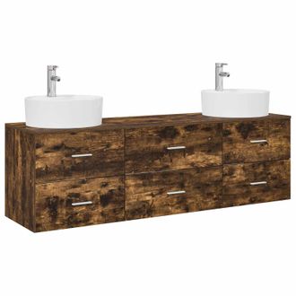 vidaXL Juego De Muebles De Ba&ntilde;o 3 Uds. Roble Ahumado Vidaxl