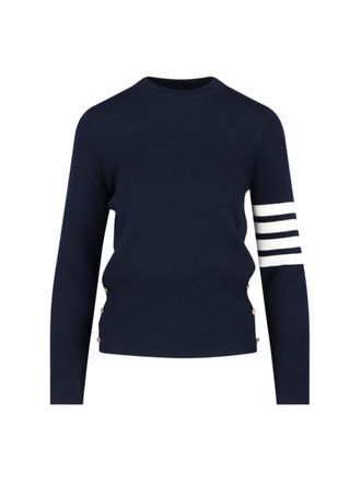 Thom Browne Blue 4-Bar Crewneck Virgin Wool Sweater