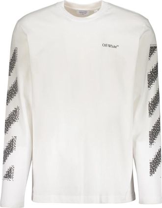 Off-white T-shirt met lange mouwen en versieringen - Heren - Longsleeves - Wit - M - Katoen - Tops
