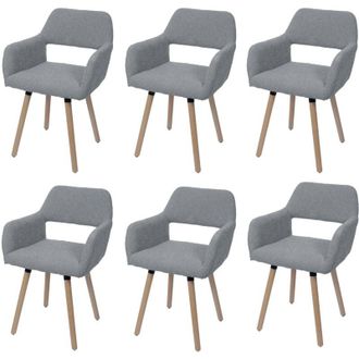 Hhg Hhg - Nunca Usado] Lote De 6 Silla De Comedor 873 Ii, Silla Silla De Cocina Silla Tapizada, Madera Tela/textil Boucl&eacute; (450g/m&sup2;) Mvg, Gris