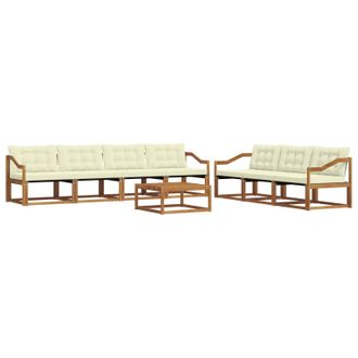 vidaXL Conjunto De Sof&aacute;s De Exterior Con Coj&iacute;n 8 Pcs Natural Y Crema Vidaxl