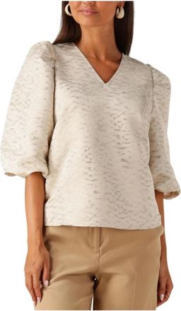Nukus Nukus, Overhemden, Dames, Beige, XL, Ecru Mirthe Top voor Stijlvol Comfort