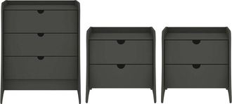 Manhattan Comfort Coney 3Pc Mid-Century Modern Dresser & Nightstand Set