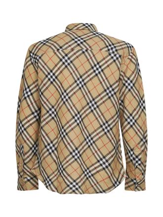 Burberry Mens Shirt Sand Check Linen Beige