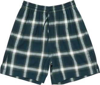 Acne Studios checked elastic-waist shorts - Green