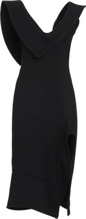 Bottega Veneta Gestructureerde Midi Jurk van Katoenmix - Dames - Casual kleedjes - Zwart - XS - Katoen - Kleedjes