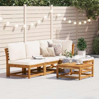 vidaXL Juego De Muebles Jard&iacute;n 5 Pzas Con Cojines Madera Maciza Acacia Vidaxl