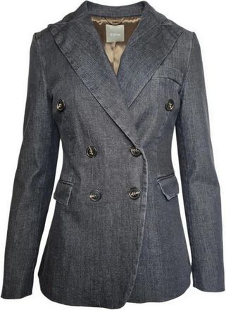 Kiltie Double-Breasted Jas - Dames - Blazers - Grijs - XL - Denim - Jassen