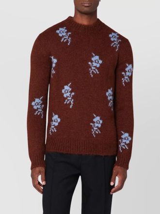 Jil Sander floral embroidery alpaca sweater