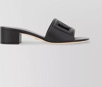 Dolce & Gabbana leather block heel slippers calf round toe