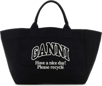 Ganni Black Logo Tote