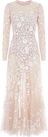 Needle & Thread embroidered-flowers maxi dress - women - Polyester - 10 - Neutrals