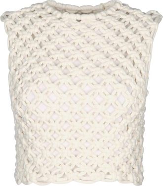 Alaia Off White Crochet Strapless Top