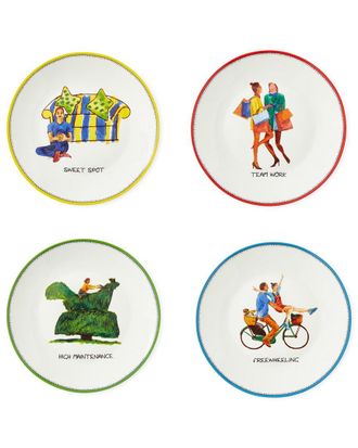 Spode Set Of 4 Kit Kemp Tidbit Plates