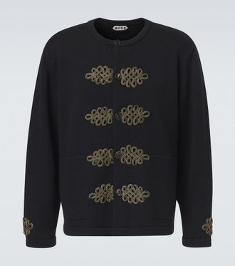 Bode C&aacute;rdigan Looped Frog de lana bordado