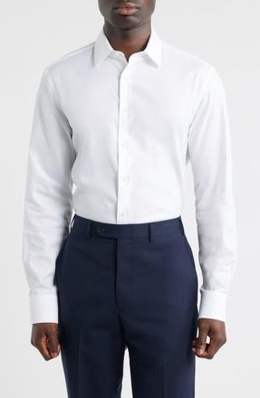 Canali Regular Fit Dress Shirt in White at Nordstrom, Size 15.5R
