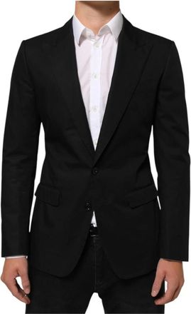 Dolce & Gabbana Wool 2 Button Suit Jacket Blazer - Heren - Blazers - Zwart - S - Wol - Jassen