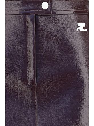 Courr&egrave;ges Womens Mini Vinyl Skirt Burnt Red Cotton