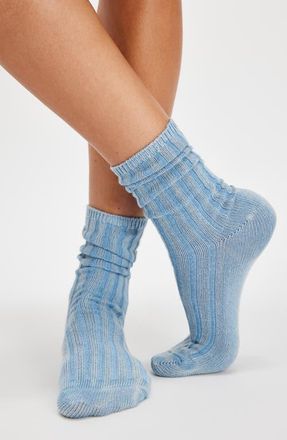 Free People Overdyed Trouser Socks in Indigo at Nordstrom