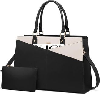 Sac Cabas LOVEVOOK Femme - Cuir PU - Grande Capacité Ordinateur 15.6/17" - 2 Pièces - Pour Travail/voyage