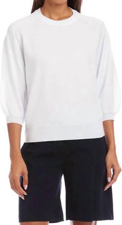 Karen Kane Puff Sleeve Raglan Sweater In White