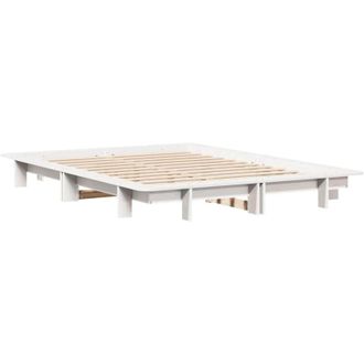 vidaXL Estructura De Cama Sin Colch&oacute;n Madera Maciza Blanca 120x190 Cm Vidaxl