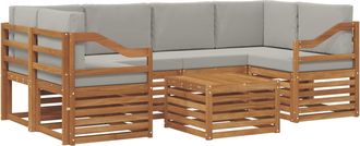 vidaXL Conjunto De Sof&aacute;s De Exterior 7 Uds. Natural Y Gris Claro Vidaxl