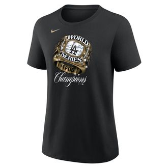 Nike Los Angeles Dodgers 2025 World Series Champion Gold Series Nike Womens MLB T-Shirt in Black | 01K900ALD-WVF