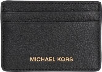 Michael Michael Kors Womens Leather Card Holder With Logo Detail Black Cow Hide Wallets & Purses
