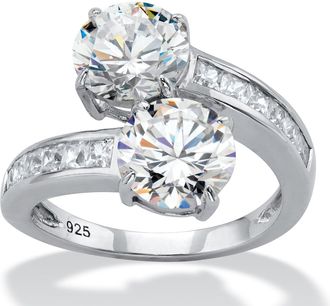 Palm Beach Jewelry 4.96 TCW CZ Sterling Silver 2-Stone Ring