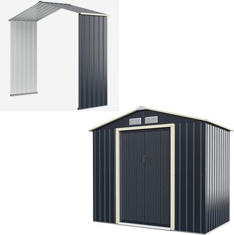 Costway Costway Cobertizo De Jard&iacute;n De Metal De Exterior, 213 X 191 X 195 Cm, Caseta De Jard&iacute;n Con 4 Respiraderos Y Puertas Individuales Correderas, Casita Or