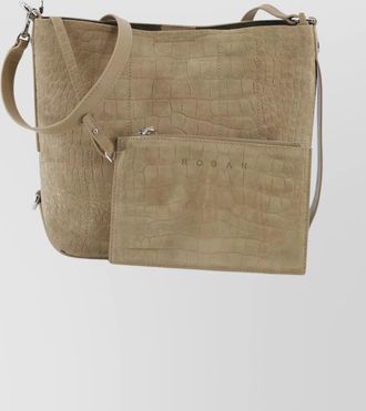 Hogan crocodile print suede leather crossbody bag