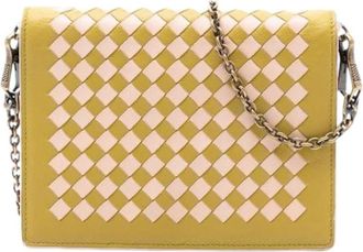 Bottega Veneta Pre-owned Cross Body Bags, female, Yellow, Size: ONE SIZE Pre-owned Leather Crossbody Bag