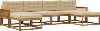 vidaXL Conjunto De Sof&aacute;s De Exterior 6 Uds. Natural Y Beige Vidaxl