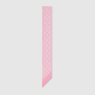 Gucci Printed Silk Chiffon Ribbon, Pink, Fabric