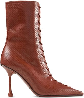 Jimmy Choo London 95mm Scarlett lace-up boots - women - Snake Skin/Calf Leather/Calf Leather - 38 - Red