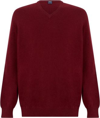 Fedeli V-hals Trui - Heren - Cashmere truien - Rood - 5XL - Kasjmier - Truien & Vesten
