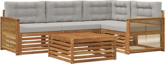 vidaXL Conjunto De Sof&aacute;s De Exterior 5 Uds. Natural Y Gris Claro Vidaxl