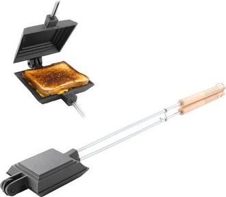 MegaChef 4.3 Inch Cast Iron Pie Iron Outdoor/Camping Cookware with Long Handle in Black at Nordstrom