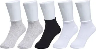 French Connection Organic Cotton Half Cushion Low Cut Sock 5-Pack in Grey White Black at Nordstrom