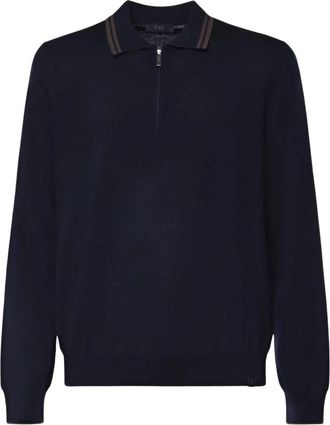 Fay Poloshirt met lange mouwen - Heren - Polos - Blauw - L - Wol - Tops