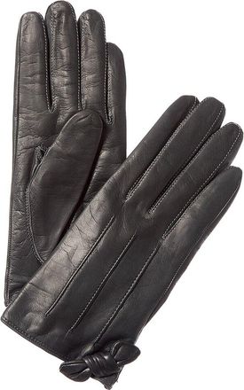 Portolano Knotted Bow Silk-Lined Leather Gloves