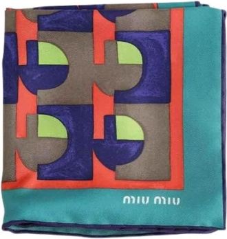 Miu Miu Pre-owned Scarves, female, Multicolor, Size: ONE SIZE Pre-owned Twill g&eacute;om&eacute;trique Scarf
