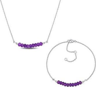 Delmar Amethyst Stone Beaded Necklace & Bracelet Set in Purple at Nordstrom Rack