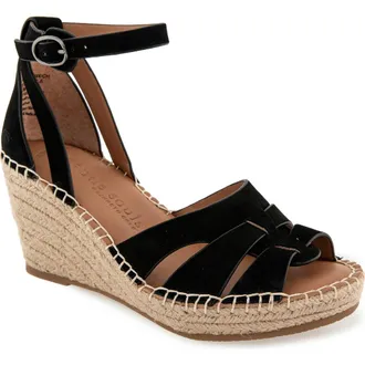 Gentle Souls Espadrille Wedge Sandal in Black Nubuck at Nordstrom, Size 9.5