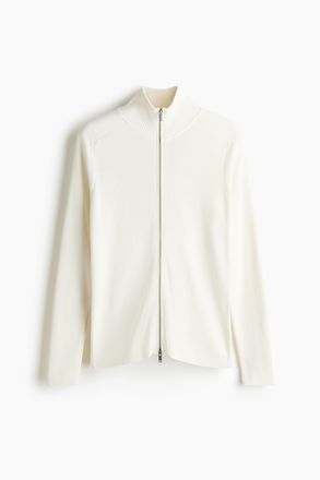 H&M Gerippter Cardigan in Slim Fit - White