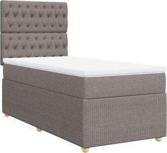 vidaXL Cama Box Spring Con Colch&oacute;n Tela Gris Taupe 90x200 Cm Vidaxl